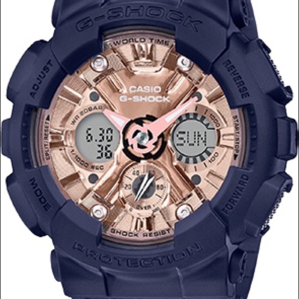 Cassio G Shock Navy Blue and Rose Gold